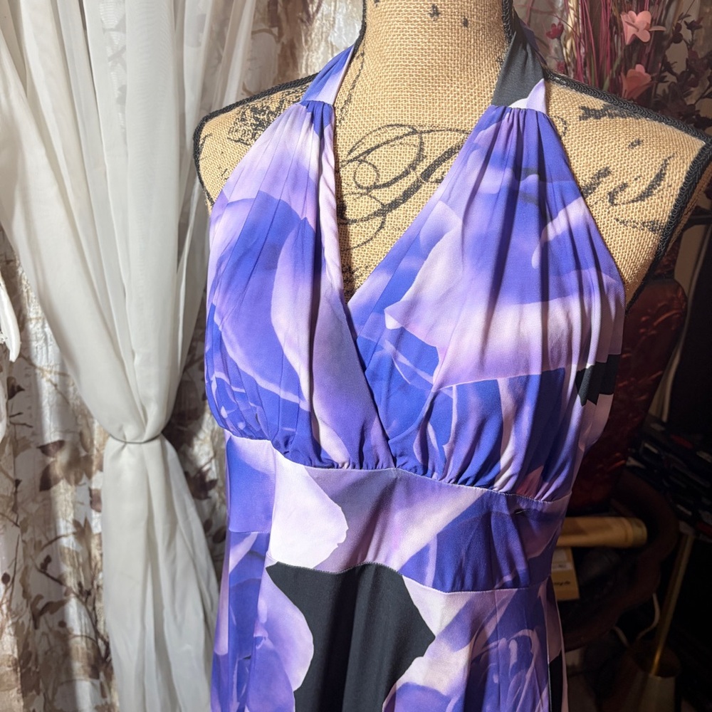 VENUS Purple and Black Backless Dress